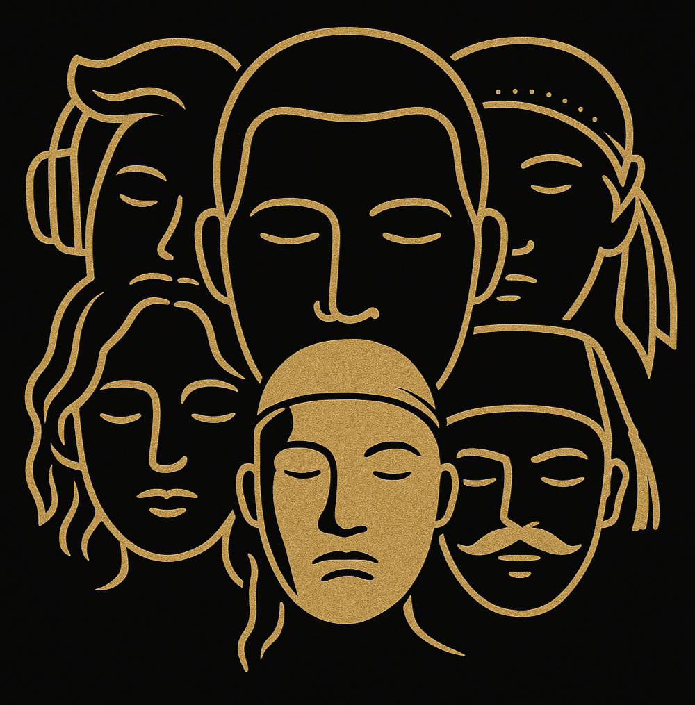 Gold mosaic portrait illustration